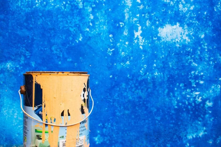 paint bucket on blue background