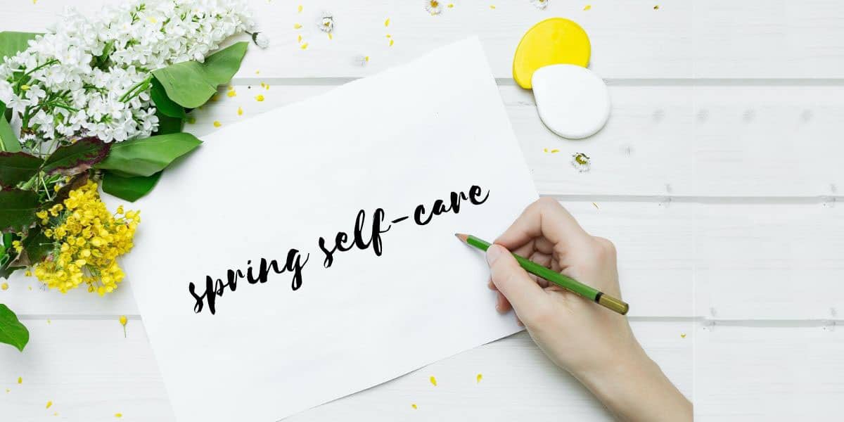 white paper and flowers spring care