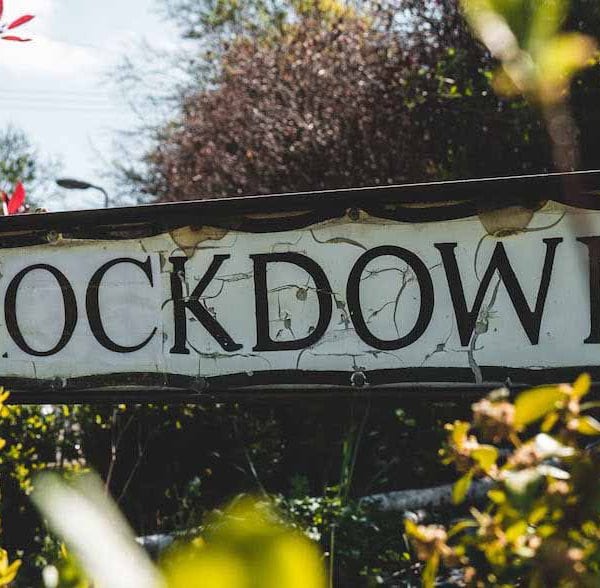 lockdown sign and trees