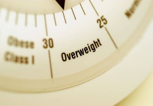 scale showing overweight