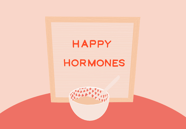 illustration of happy hormones and a bowl