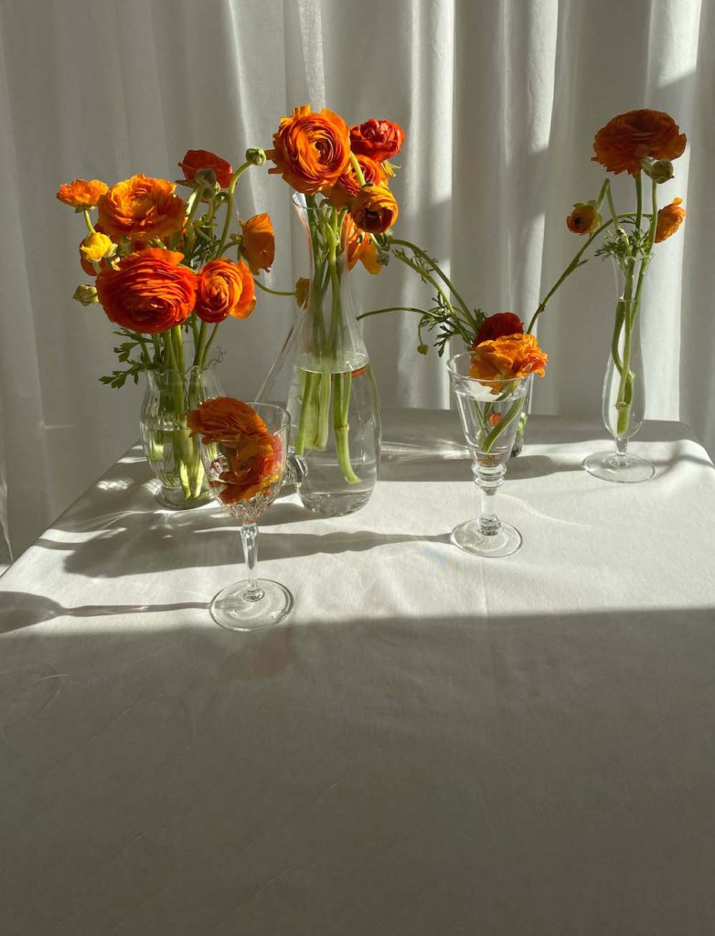 orange flowers on table to represent the effects of Progesterone and bloating... somehow